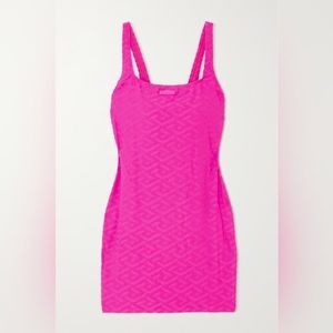 Versace La Greca pink mini dress